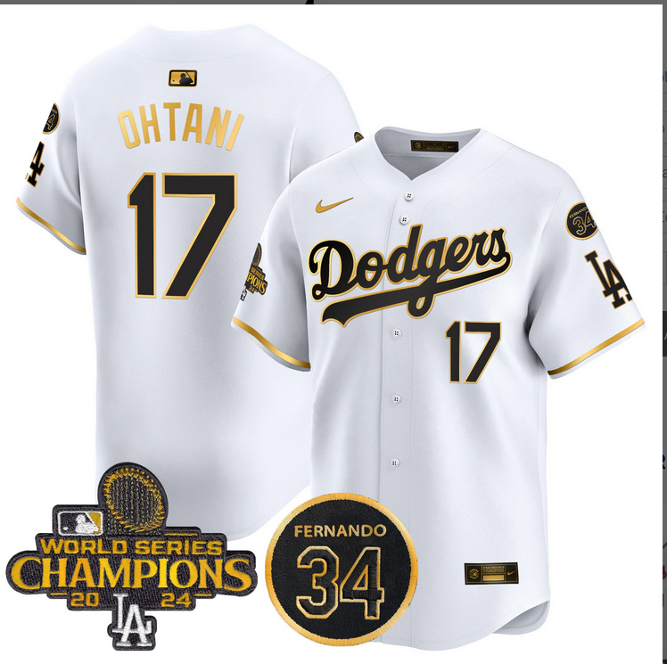 Men MLB Los Angeles Dodgers 17 Ohtani white 2024 World Series Champions Patch Limited Jersey style #3 ->los angeles dodgers->MLB Jersey